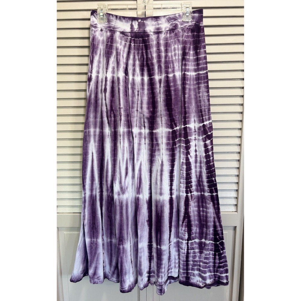 Tryst Tie Dye Maxi Skirt Purple/White Size M Elastic Band Waist